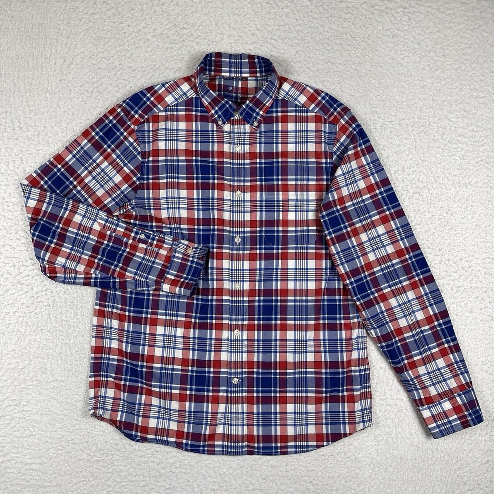 Vineyard Vines Shirt Mens Medium Blue Red OTG Brrr On The Go Performance Work